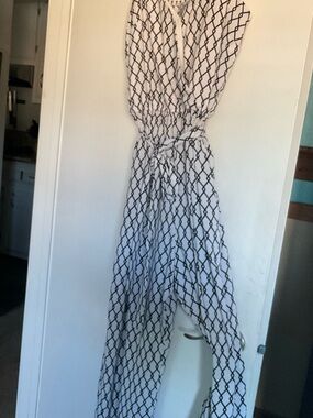 Women’s 2X Justice Black & White Lattice Jumpsuit